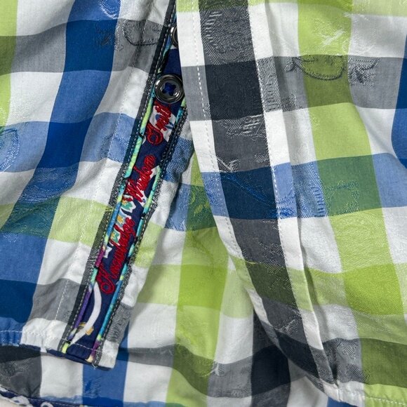 Robert Graham Slide Green Blue L/S Button Up Shirt Men's Flip Cuffs Size XL - Picture 9 of 15